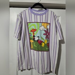 Disney Mickey Mouse Striped T-Shirt with Colorful Graphic